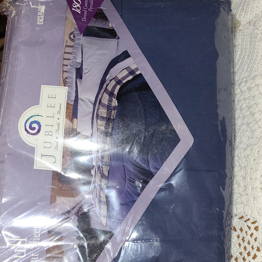 Full Size Flat Sheet, Jubilee, Navy, New in bag